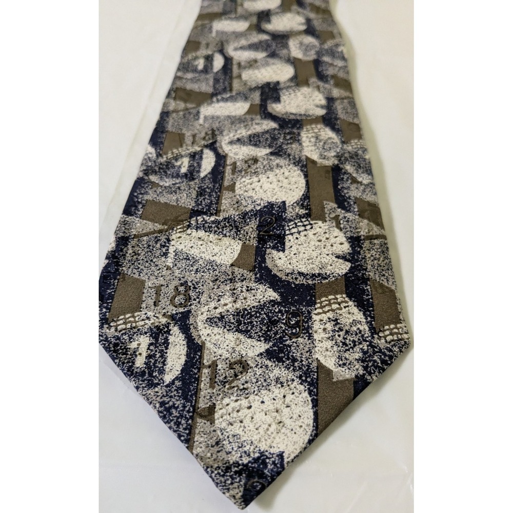 Vintage Isaac Zelcer Handmade Silk Abstract Stylized Golf Themed Tie 56 x 4